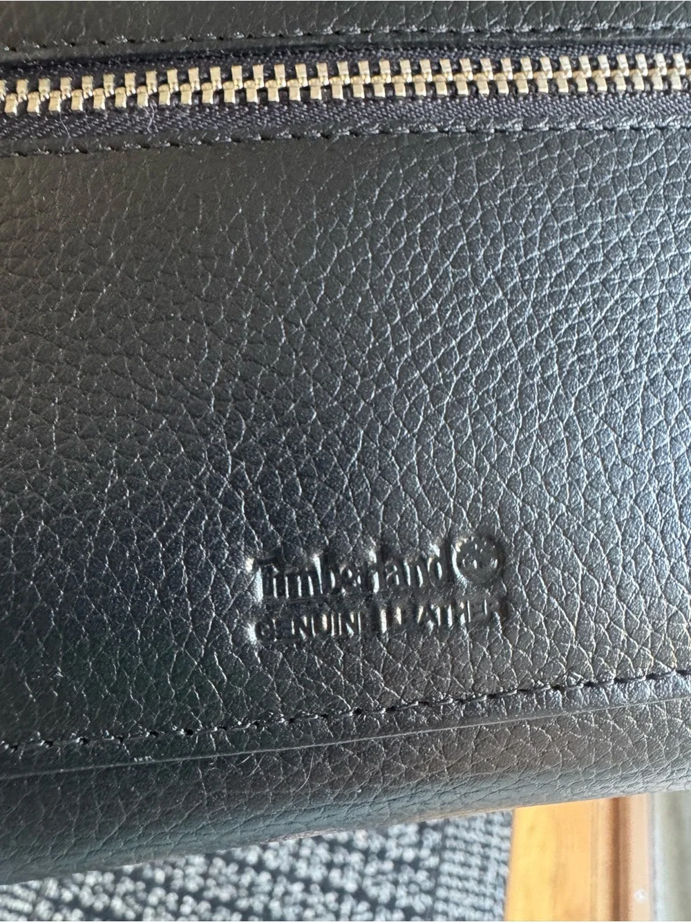 Timberland Black Genuine Leather Wallet with Silver Tree Emblem